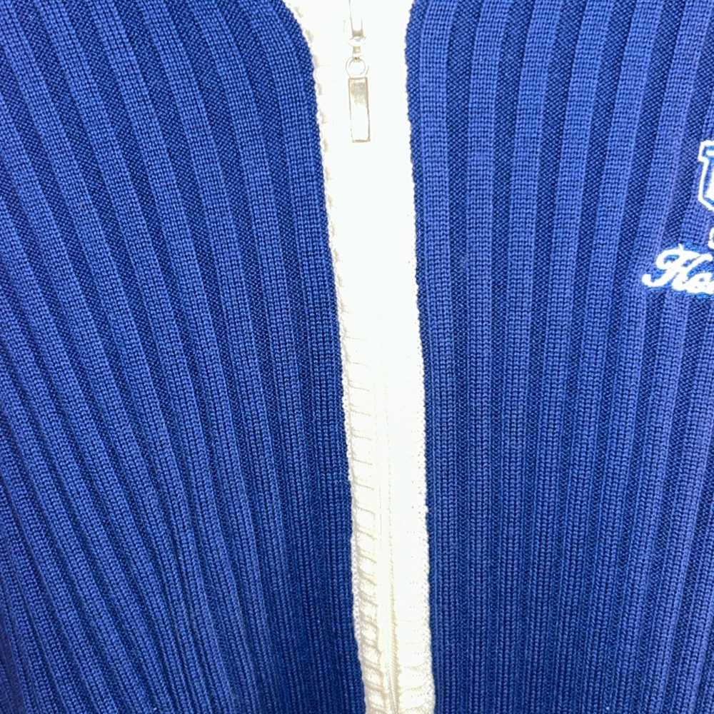 Large Blue Ribbed UK Zip-Up Cardigan - Picture 4 of 14